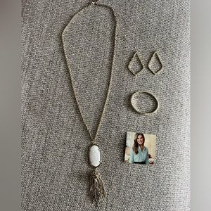 $210 value Set of 3 Kendra Scott jewelry. Neckless earrings, bracelet